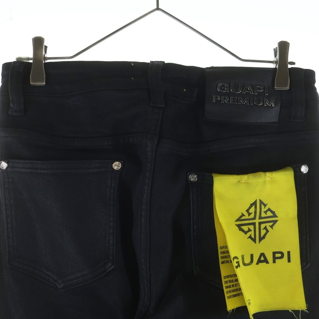 GUAPI(グアピ) ラインストーン スキニーデニパンツ ブラック/レッド