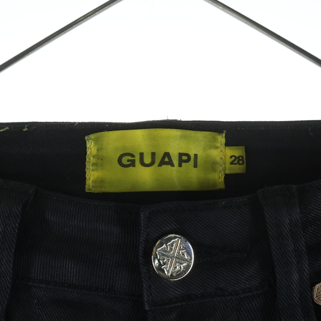 GUAPI(グアピ) ラインストーン スキニーデニパンツ ブラック/レッド