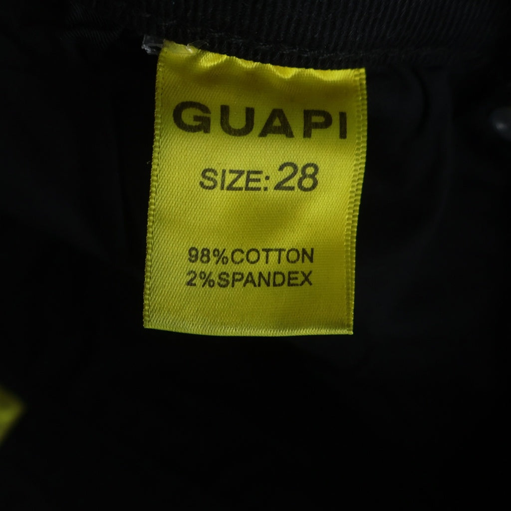 GUAPI(グアピ) ラインストーン スキニーデニパンツ ブラック/レッド