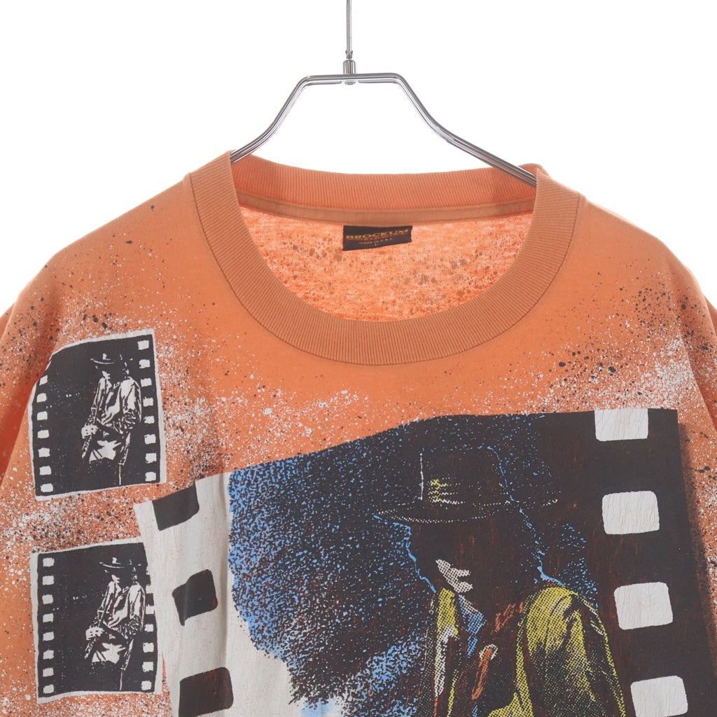 VINTAGE(ヴィンテージ) 90s STEVIE RAY VAUGHAN 1993 BROCKUMタグ スティービー レイ ヴォーン 両面プリント クルーネック半袖Tシャツカットソー オレンジ