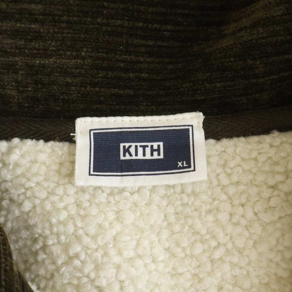 KITH(キス) 25AW Bonded Cord Boucle Nelson Rugby フロント ロゴ コーデュロイ ラグビー シャツジャケット カーキ 25-072-060-0011-4-0
