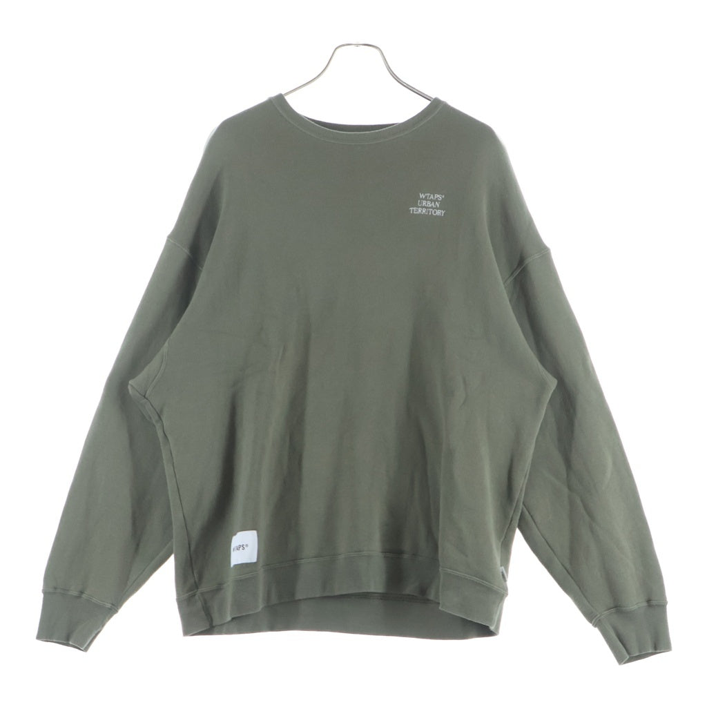 WTAPS(ダブルタップス) 22AW AII 02/SWEATER/COTTON.WUT ロゴ クルーネックスウェットトレーナー グリーン 222ATDT-CSM19