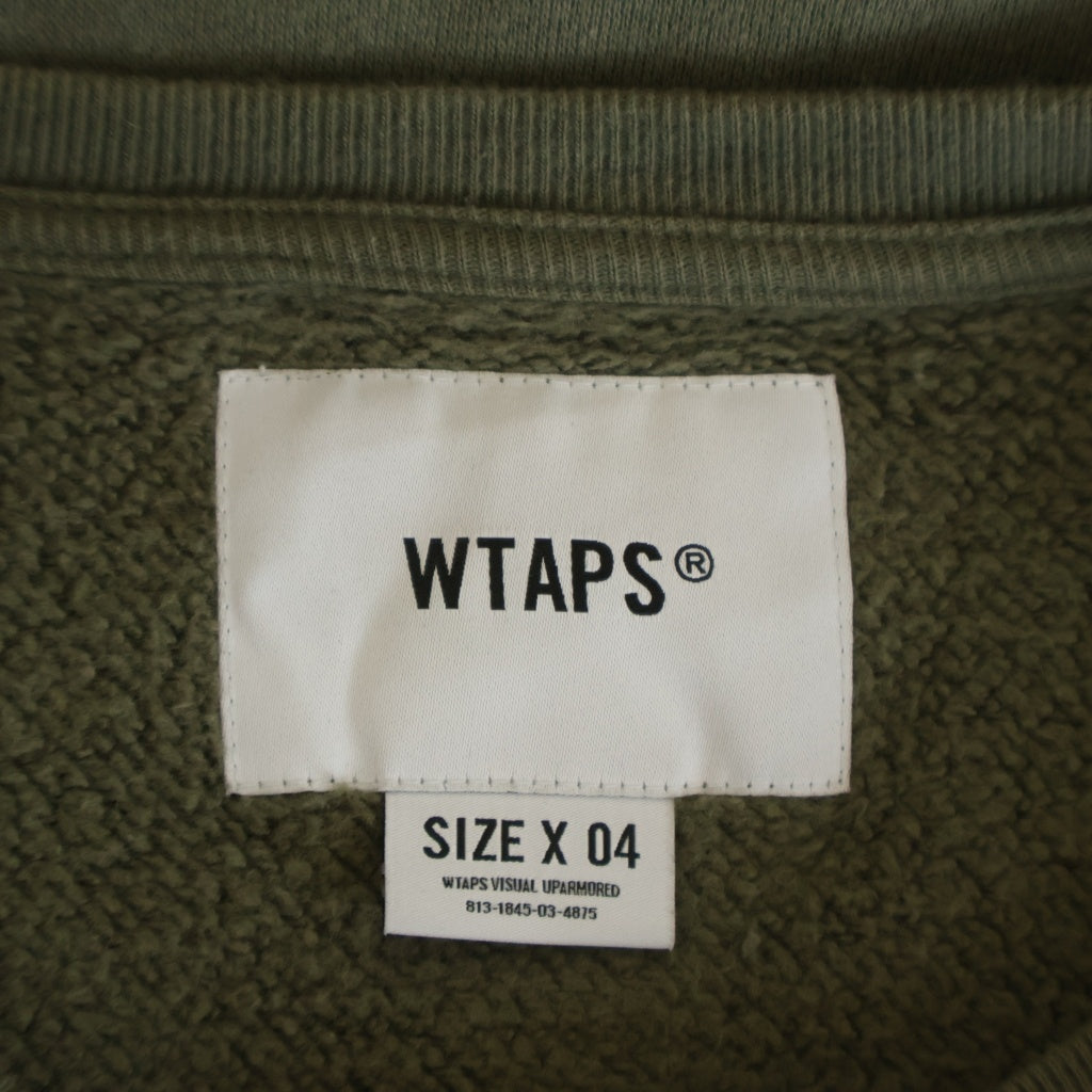 WTAPS(ダブルタップス) 22AW AII 02/SWEATER/COTTON.WUT ロゴ クルーネックスウェットトレーナー グリーン 222ATDT-CSM19