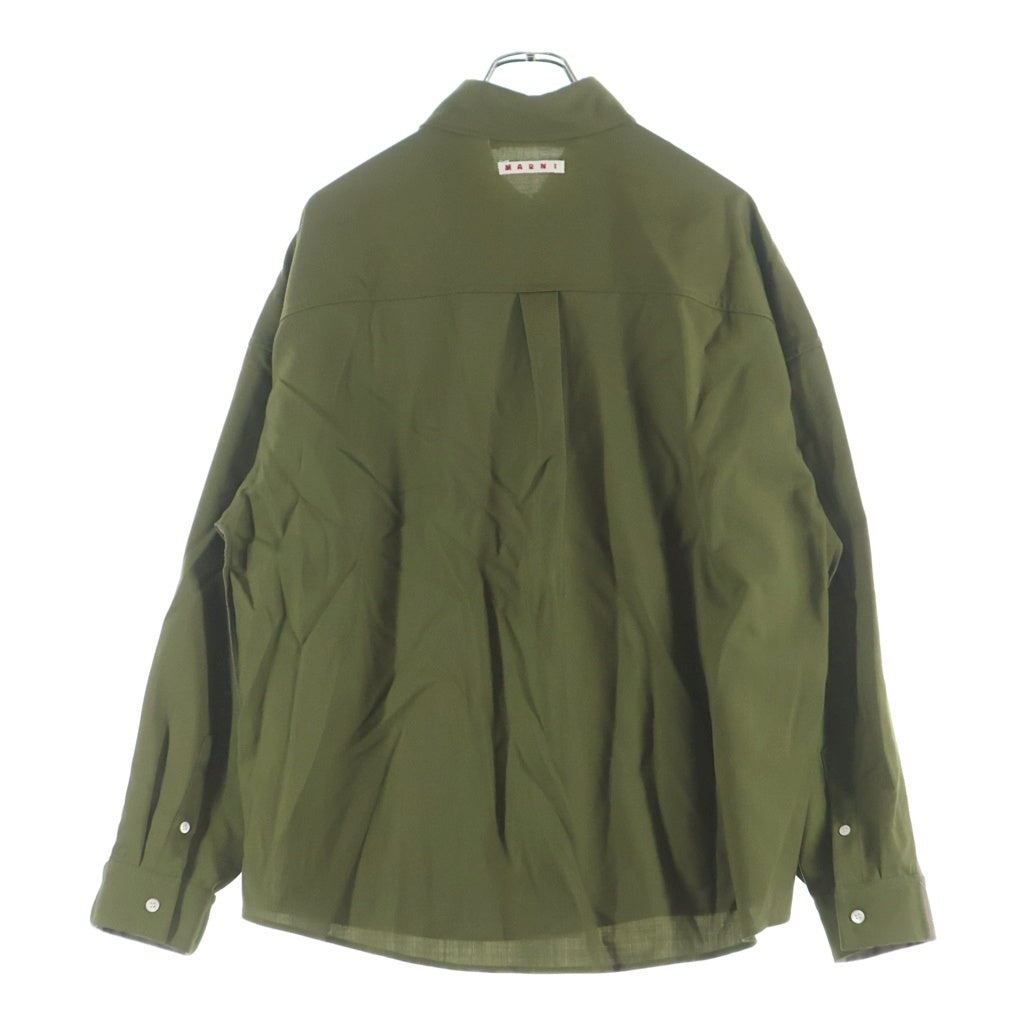 MARNI(マルニ) 26SS Tropical wool shirt with contrast back トロピカル ウール 長袖シャツ ブラウン/グリーン CUMU0375Q0 UTW839