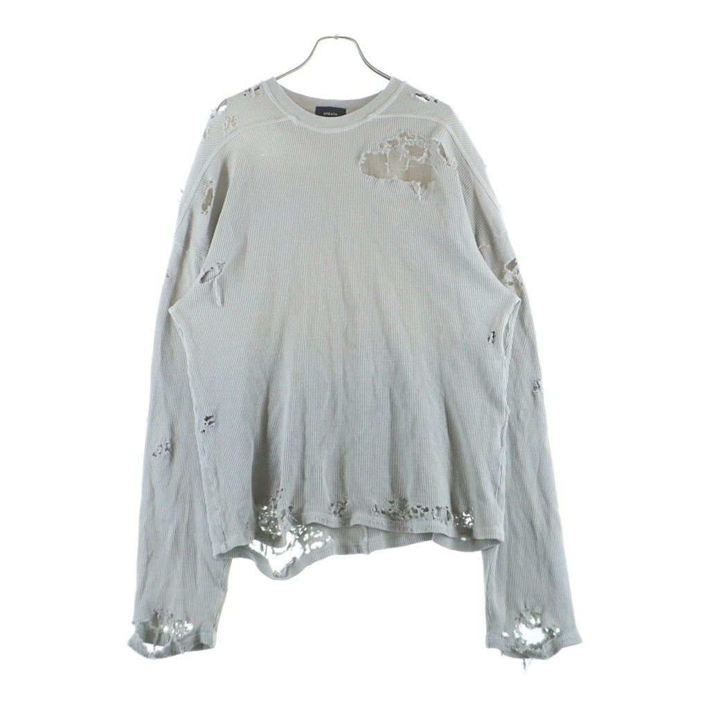 BREATH(ブレス) 25AW DAMAGE LS TEE サーマルロングスリーブ 長袖カットソー ホワイト BR25AM-C5003