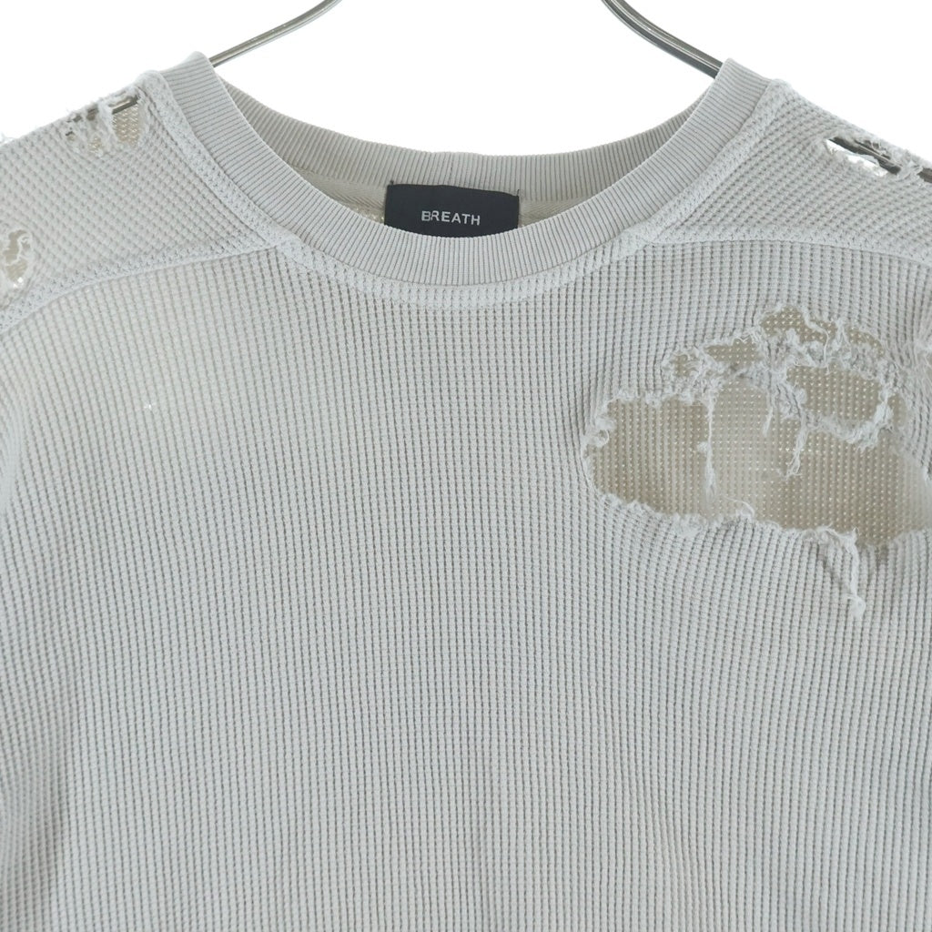 BREATH(ブレス) 25AW DAMAGE LS TEE サーマルロングスリーブ 長袖カットソー ホワイト BR25AM-C5003
