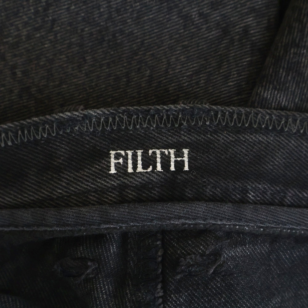 FILTH(フィルス) Front zip buggy Denim shorts フロントジップデニムバギーショーツ ブラック FL253PL01