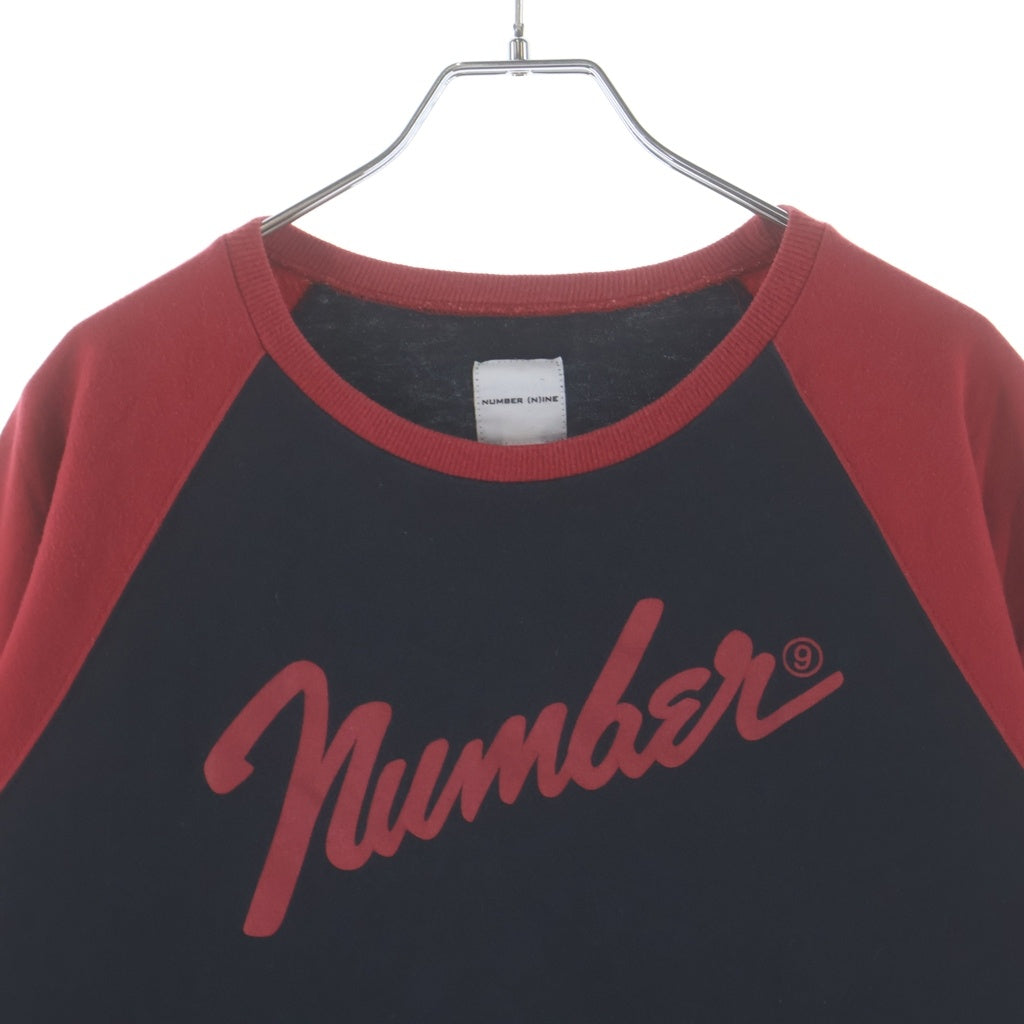 NUMBER (N)INE(ナンバーナイン) 05AW THE HIGH STREETS THS ハイスト期 ラグラン 七分袖 クルーネックTシャツカットソー ブラック/レッド