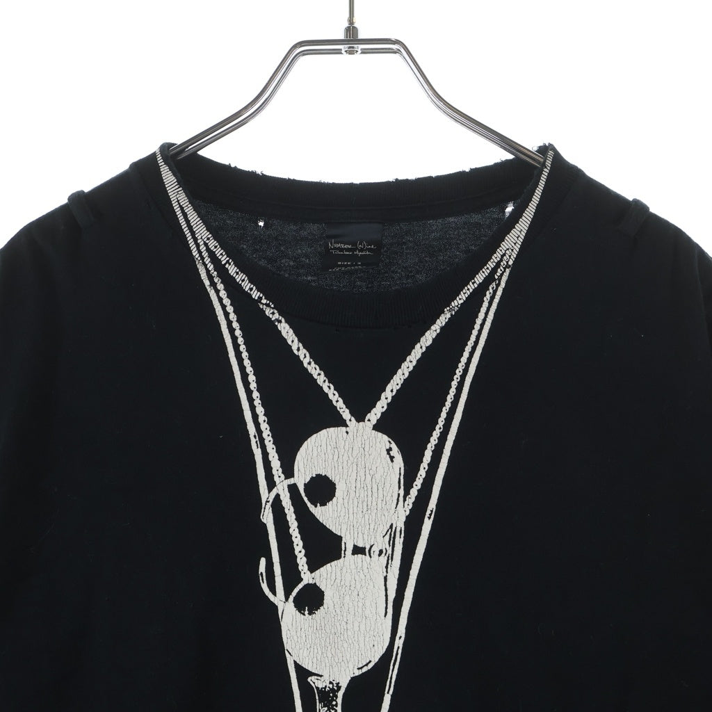 NUMBER (N)INE(ナンバーナイン) 06SS Welcom To Shadow Neclace Cross Tee フロントプリント クルーネック半袖Tシャツカットソー ブラック