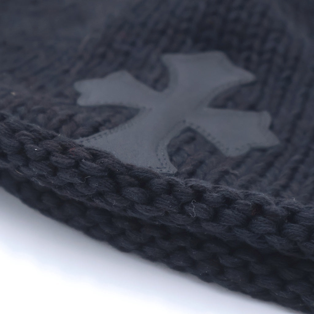 CHROME HEARTS(クロムハーツ) BEANIE CASH CROSS PATCH クロスパッチ付き カシミアビーニー ニット帽 ブラック