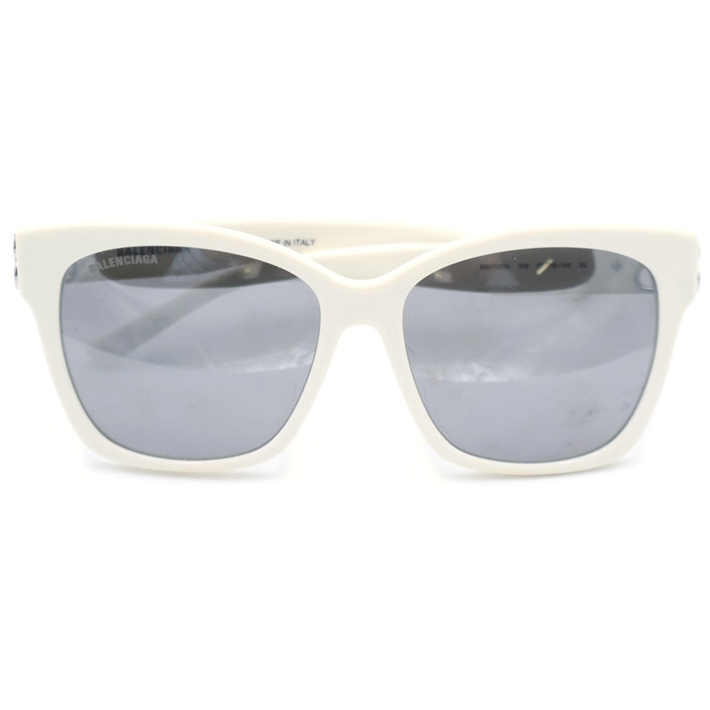 BALENCIAGA(バレンシアガ) Dynasty Eyewear スクエアフレーム サングラス ホワイト/シルバー