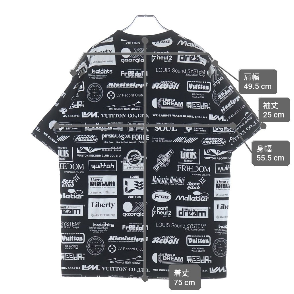 LOUIS VUITTON(ルイヴィトン) 19AW All Over Logo Tee RM192M NPG HHY20W オール オーバー ロゴ クルーネック半袖Tシャツカットソー ブラック
