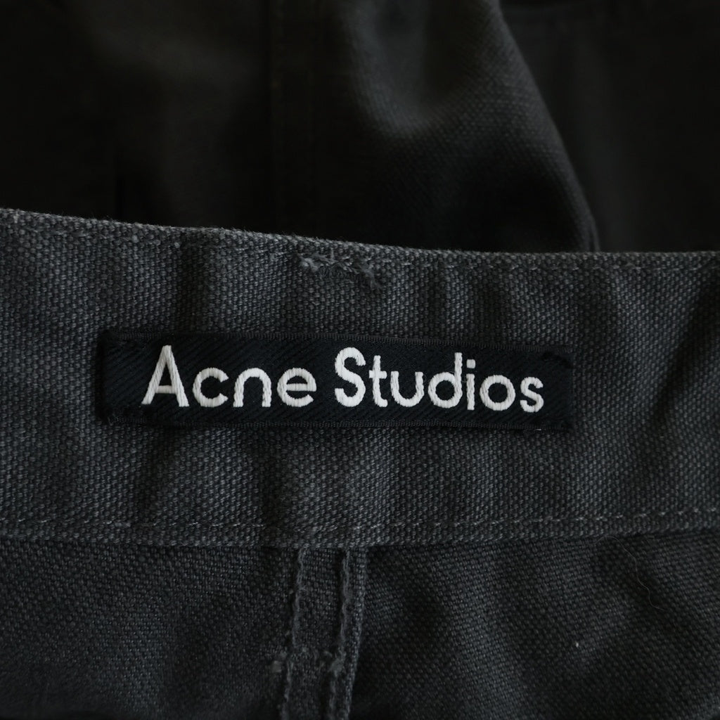 Acne Studios(アクネ ストゥディオズ) バッグロゴレザーパッチ刺繍 ワイドダブルニーデニムパンツ グレー FA-UX-TROU000118