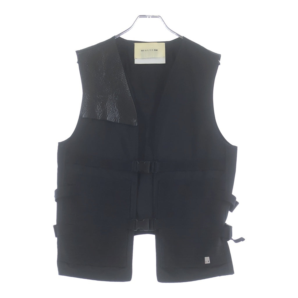 1017 ALYX 9SM(アリクス) 19SS Trooper Bracee Vest ラムレザー バックロゴ ナイロンベスト ブラック