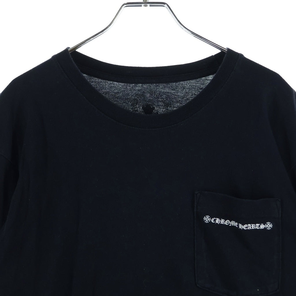 CHROME HEARTS(クロムハーツ) バックセメタリークロスプリント 袖ブランドロゴ クルーネック長袖カットソー ブラック