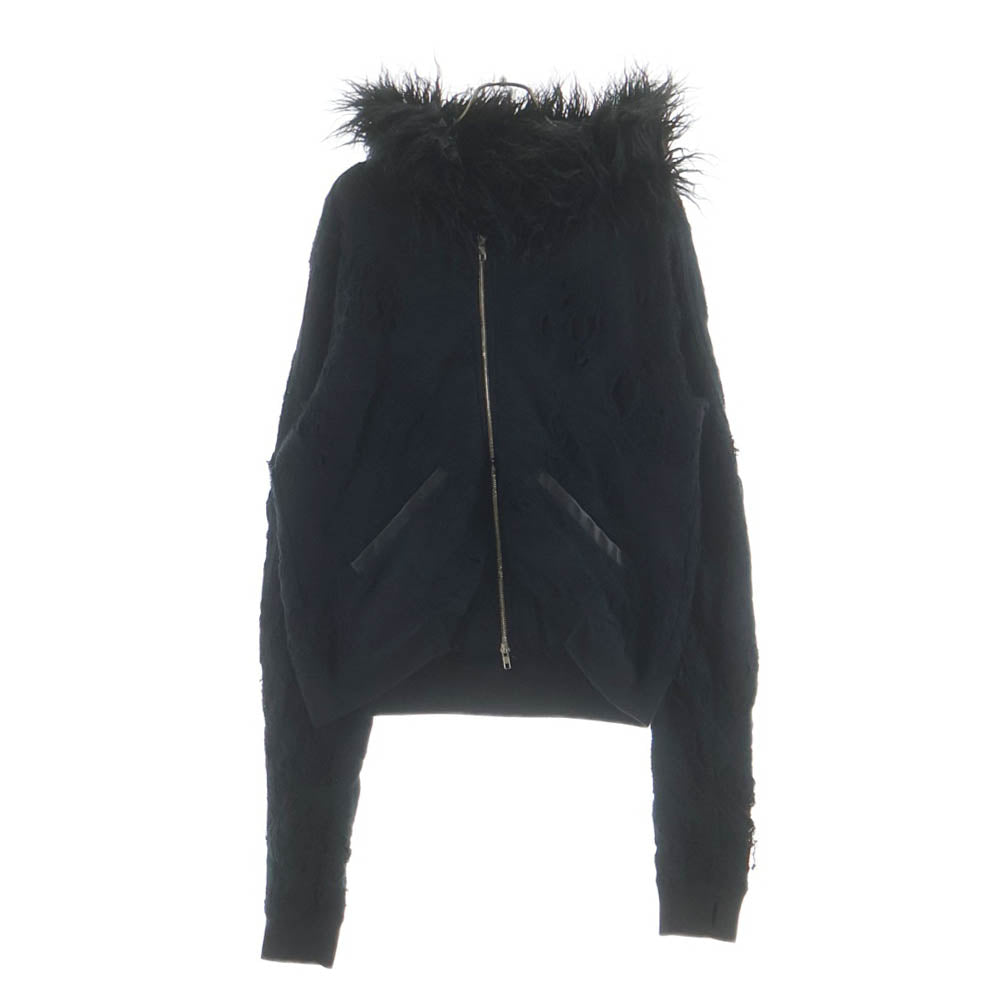 完売品 filth ファーパーカー FILTH(フィルス) 25AW DESTROY ZIP UP BLK デストロイ フーディ