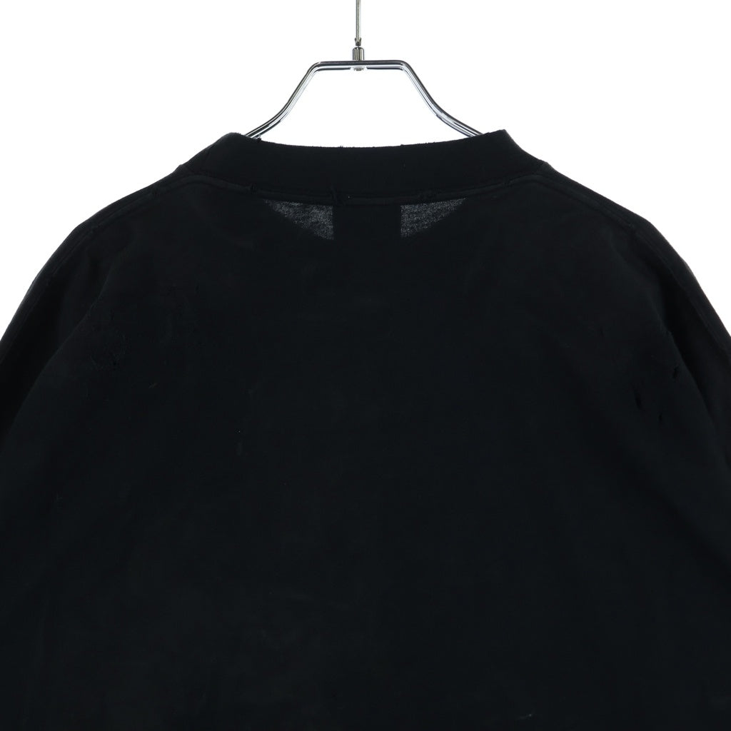 BALENCIAGA(バレンシアガ) 22AW SKATER OVERSIZED T-shirt skater クラッシュド ワッペン デストロイ加工 クルーネック半袖Tシャツカットソー ブラック 739027 T0VA7