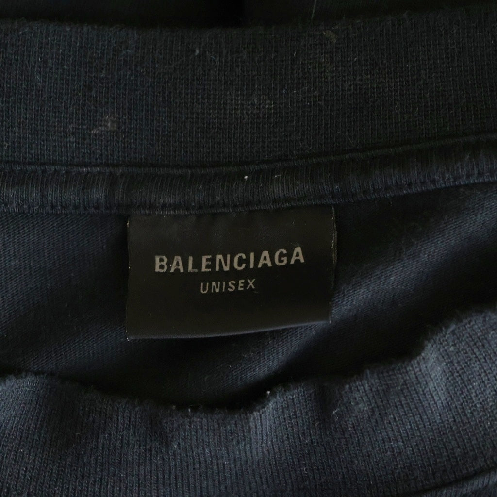 BALENCIAGA(バレンシアガ) 22AW SKATER OVERSIZED T-shirt skater クラッシュド ワッペン デストロイ加工 クルーネック半袖Tシャツカットソー ブラック 739027 T0VA7