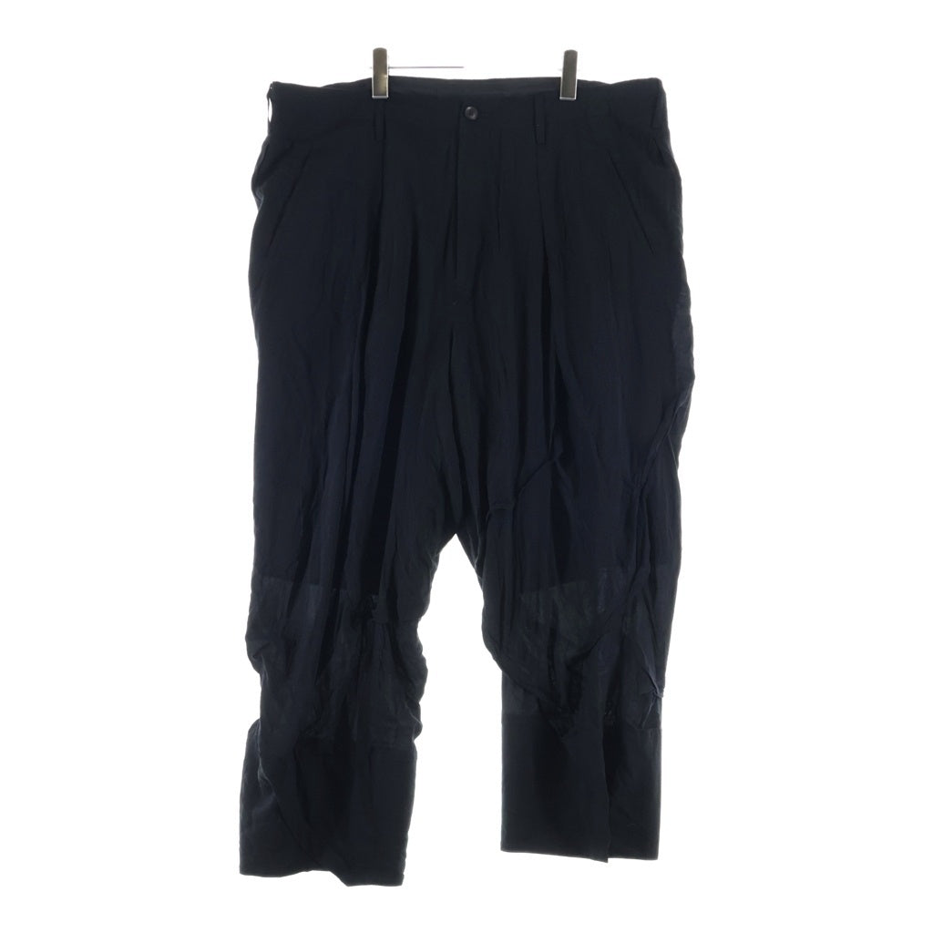 Yohji Yamamoto POUR HOMME(ヨウジヤマモト プールオム) 23SS レーヨン タック ワイドパンツ ブラック HZ-P17-218