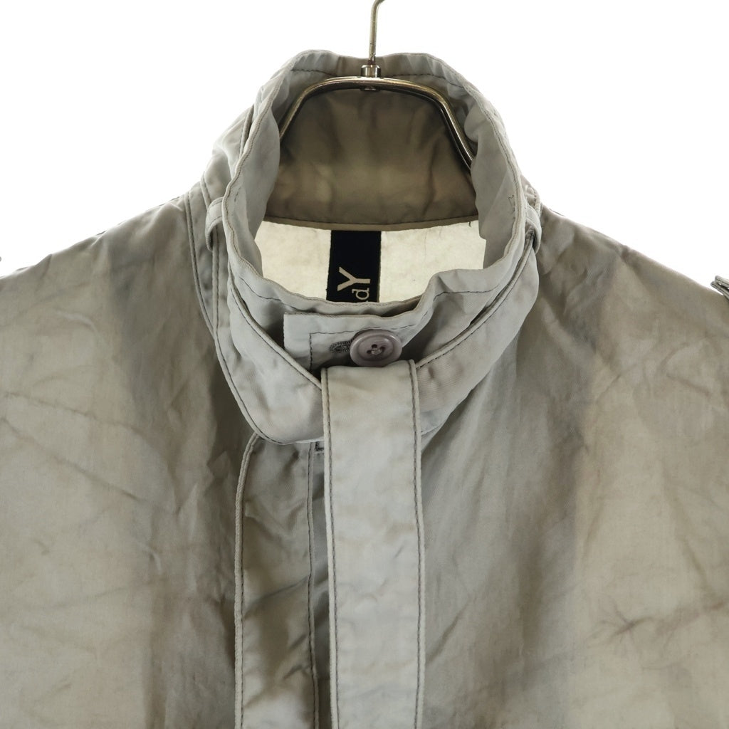 Ground Y(グラウンドワイ) 24SS SPECK DYED NYLON CROSS MILITARY DRESS SHIRT GS-D03-600 スペック ヴィンテージ加工 ナイロン クロス ミリタリー長袖ドレスシャツ グレー