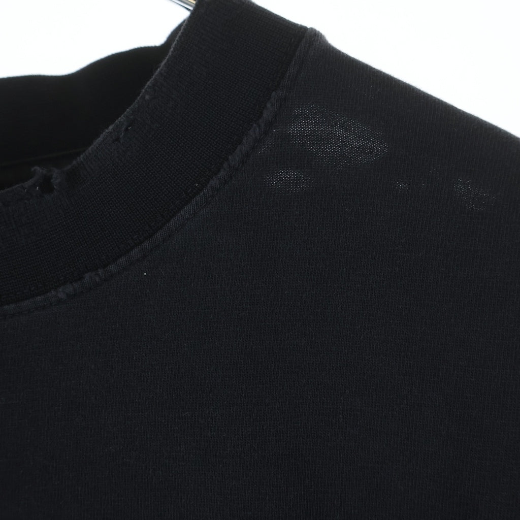 BALENCIAGA(バレンシアガ) 24SS Paris Liberty 764235 TQVR9 パリス リバティ ダメージ加工 クルーネック半袖Tシャツ カットソー ブラック