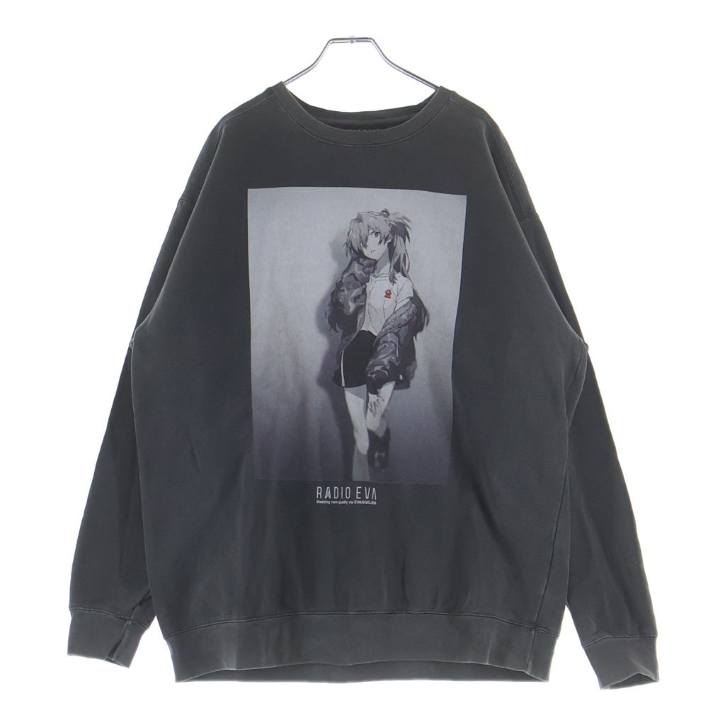VINTAGE(ヴィンテージ) 00S RADIO EVA ILLUSTRATION SWEAT ラヂオエヴァ エヴァンゲリオン フロント イラストレーション クルーネック長袖スウェットトレーナー グレー
