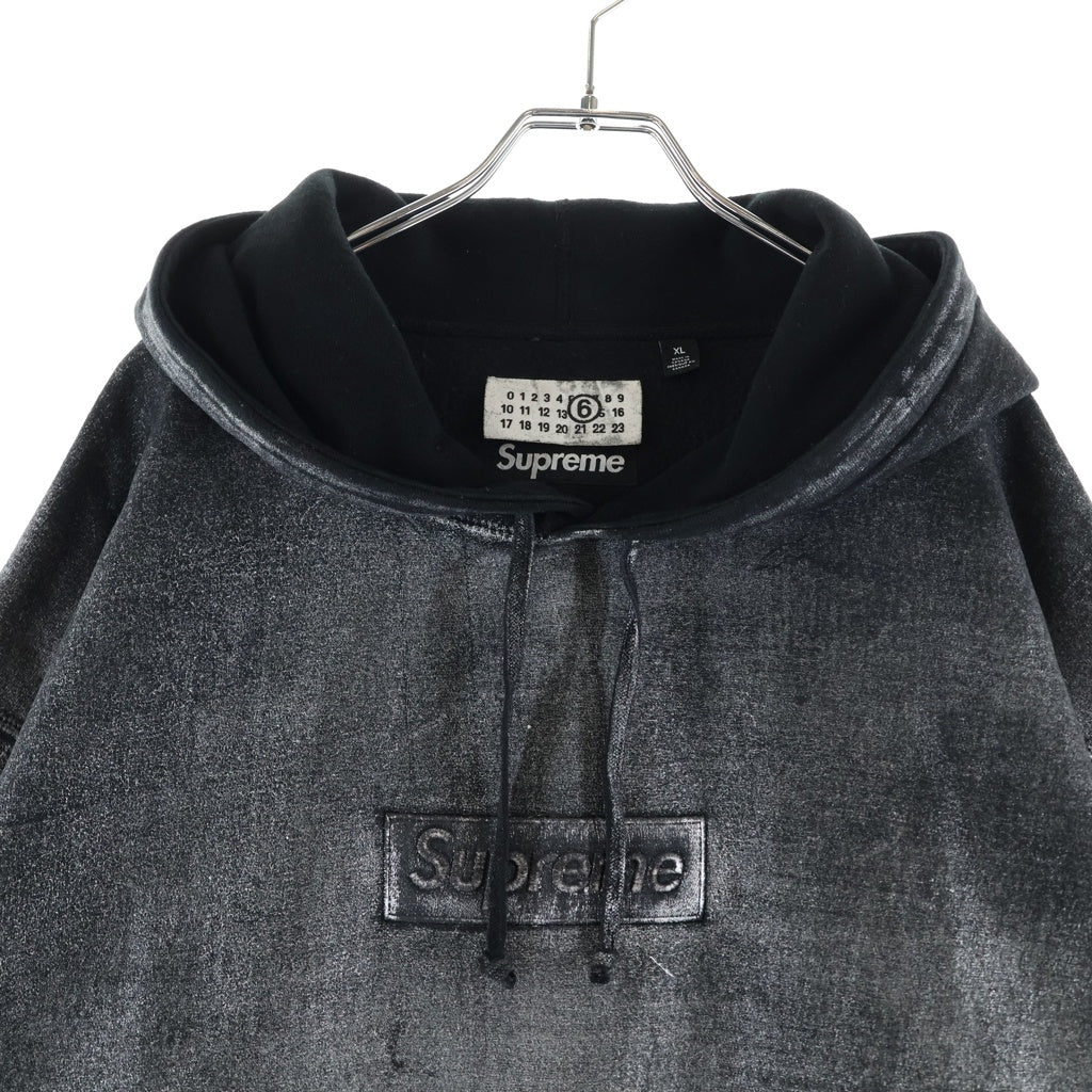 SUPREME(シュプリーム) 24SS ×MM6 Maison Margiela Foil Box Logo Hooded Sweatshirt エムエムシックス メゾンマルジェラ ホイル ボックスロゴ プルオーバーパーカー グレー