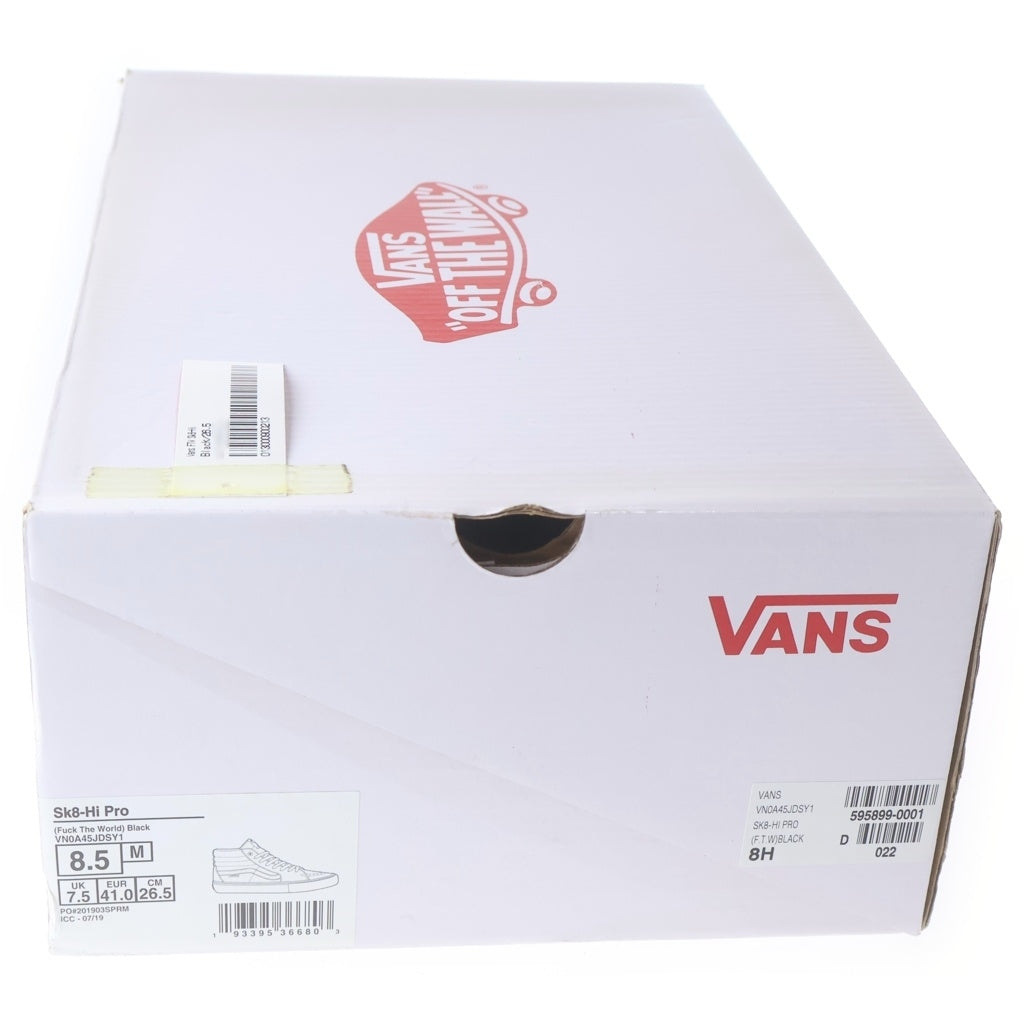 SUPREME(シュプリーム) 19AW ×VANS Sk8-Hi Pro Fuck the world スケートハイ ファックザワールド ローカットスニーカー ブラック VN0A45JDSY1