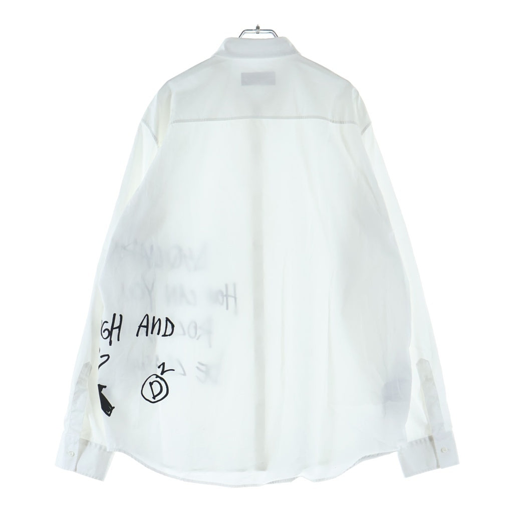 DSQUARED2(ディースクエアード) 23AW Relaxed Dan Graffiti Shirt S71DM0669 リラックスド グラフィティロゴプリント 長袖コットンシャツ ホワイト