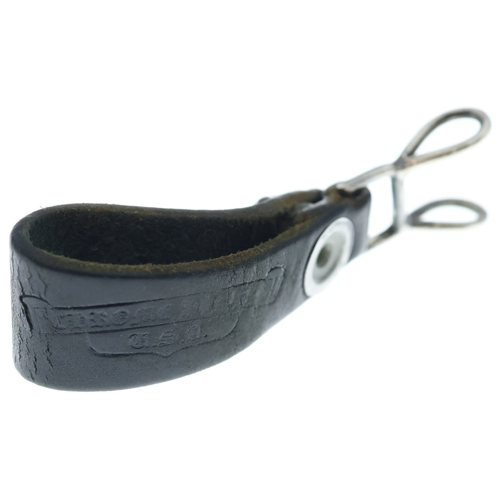 CHROME HEARTS(クロムハーツ) BELT LOOP クロスボールボタンレザーベルトループ シルバー/ブラック BCA397