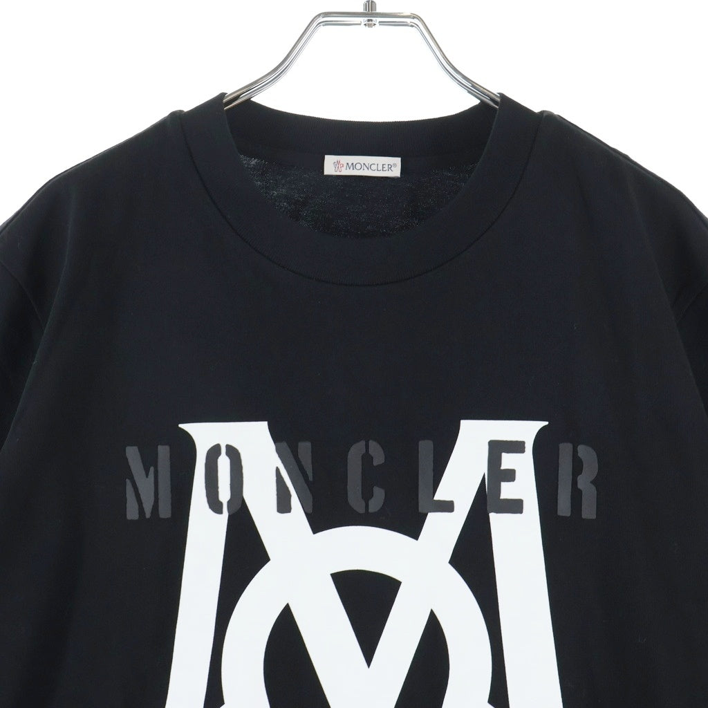 MONCLER(モンクレール) 22AW SAFARI TEE I10918C00051 サファリ フロントロゴプリントTシャツ 半袖クルーネックカットソー ブラック