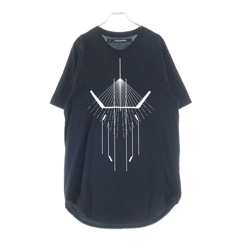 JULIUS(ユリウス) 24SS COTTON SZ JERSEY 847CPM1 コットン プリント ベーシック クルーネック半袖Tシャツカットソー ブラック