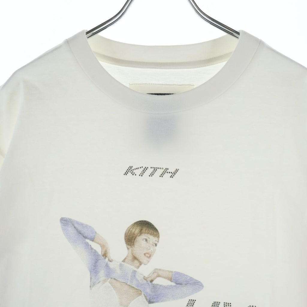 KITH(キス) ×MISBHV ミスビヘイブ フロントラインストーンロゴ クルーネック半袖Tシャツカットソー ホワイト