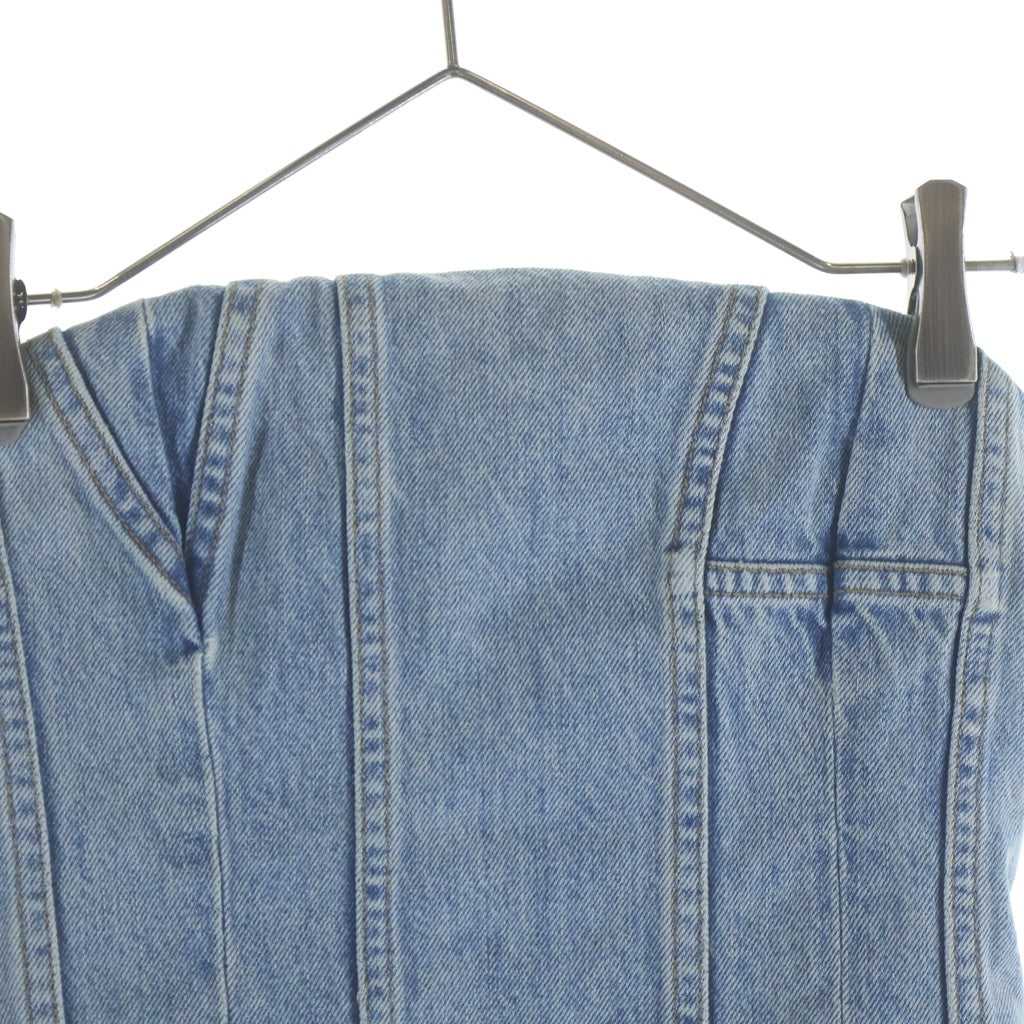 AMIRI(アミリ) 24SS MA DENIM BUSTIER フェード加工 バックロゴパッチ刺繍 デニムビスチェ ベスト レディース インディゴ