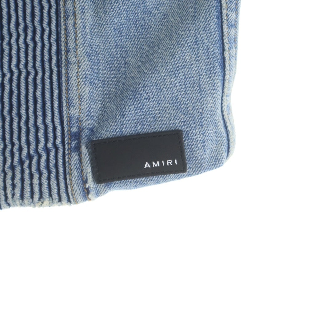 AMIRI(アミリ) 24SS MA DENIM BUSTIER フェード加工 バックロゴパッチ刺繍 デニムビスチェ ベスト レディース インディゴ