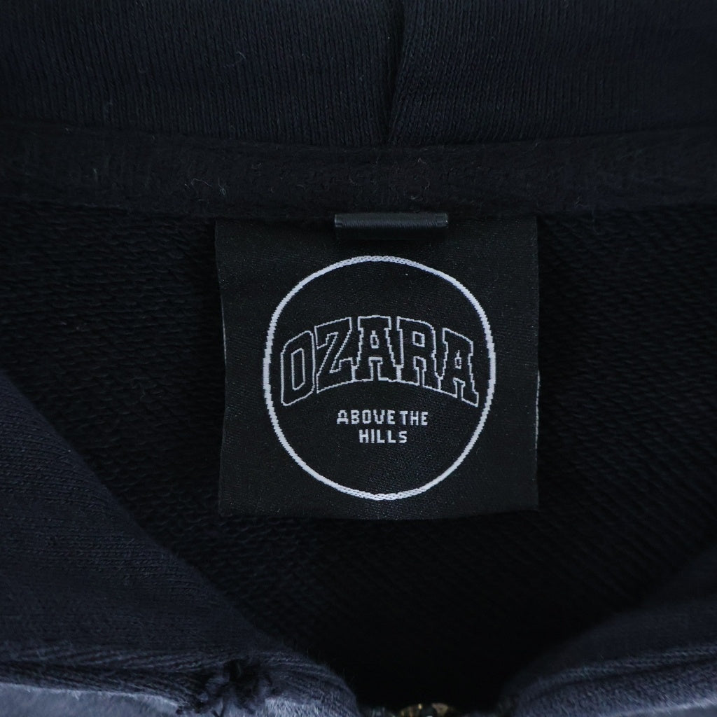 NO BRAND(ノーブランド) OZARA (オザラ) WAVE JACKET フロントロゴスタッズ クロップド丈 ジップアパーカー フーディ ブラック