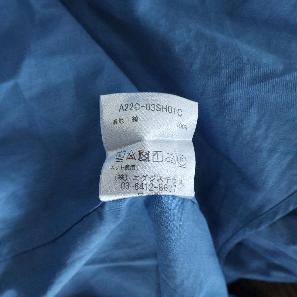 MARKAWARE(マーカウェア) HUGE SHIRT SOKTAS ORGANIC COTTON POPLIN テントシャツ 長袖シャツ ブルー A22C-03SH01C