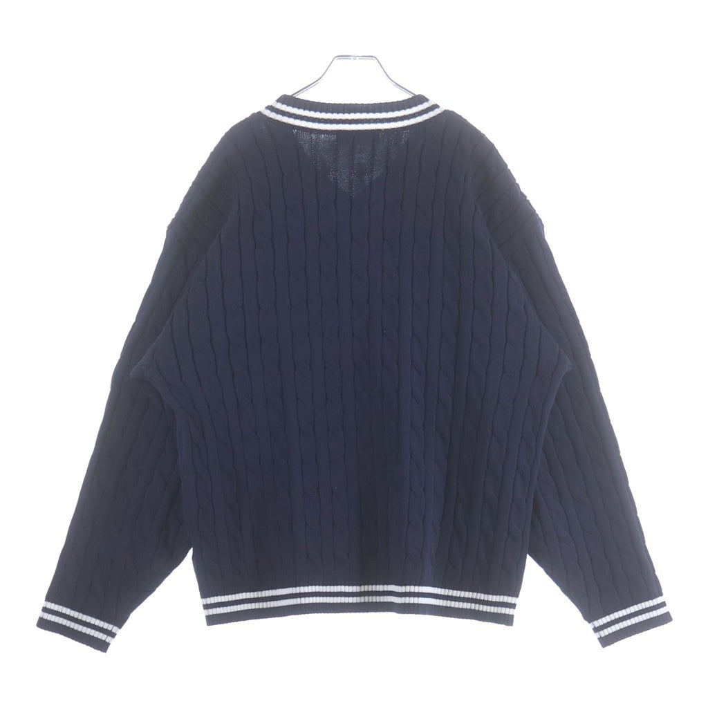 WIND AND SEA(ウィンダンシー) SEA TILDEN SWEATER アクリルケーブルクルーネック長袖ニットセーター ネイビー WDS-O-TRAD-23-Q1-KN-01