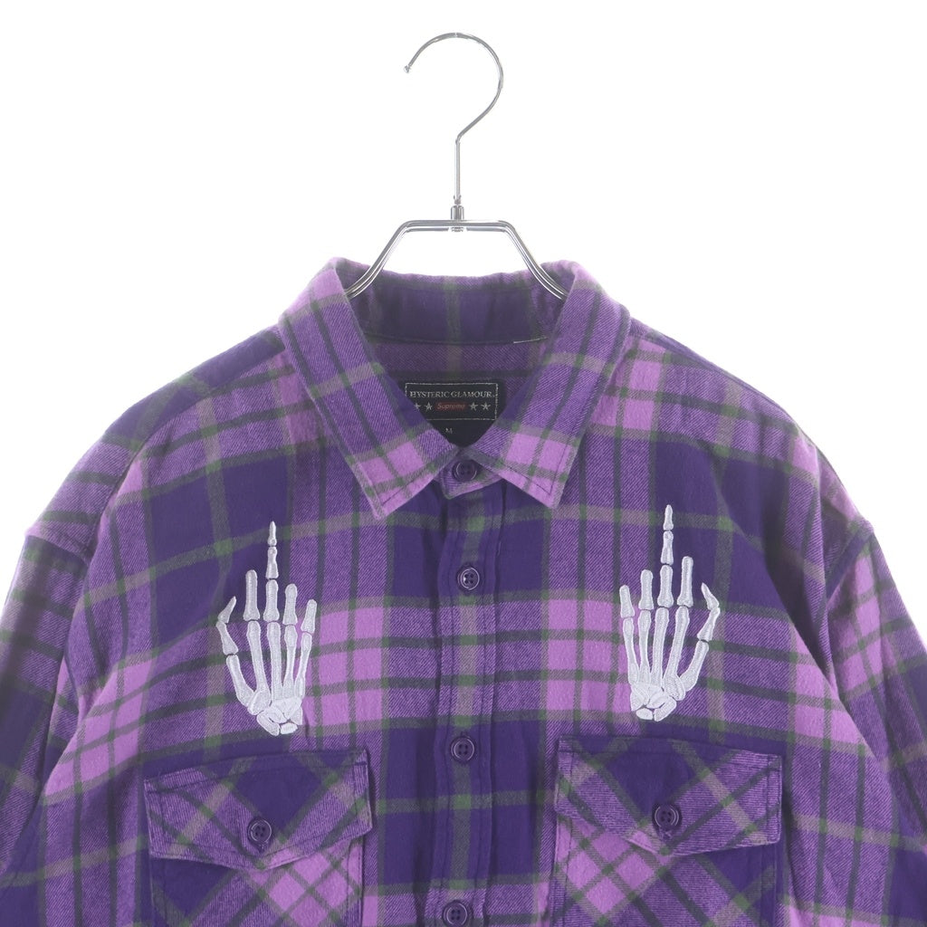 SUPREME(シュプリーム) 21SS ×HISTERIC GLAMOUR Plaid Flannel Shirt プライドチェック柄長袖ワークシャツ パープル