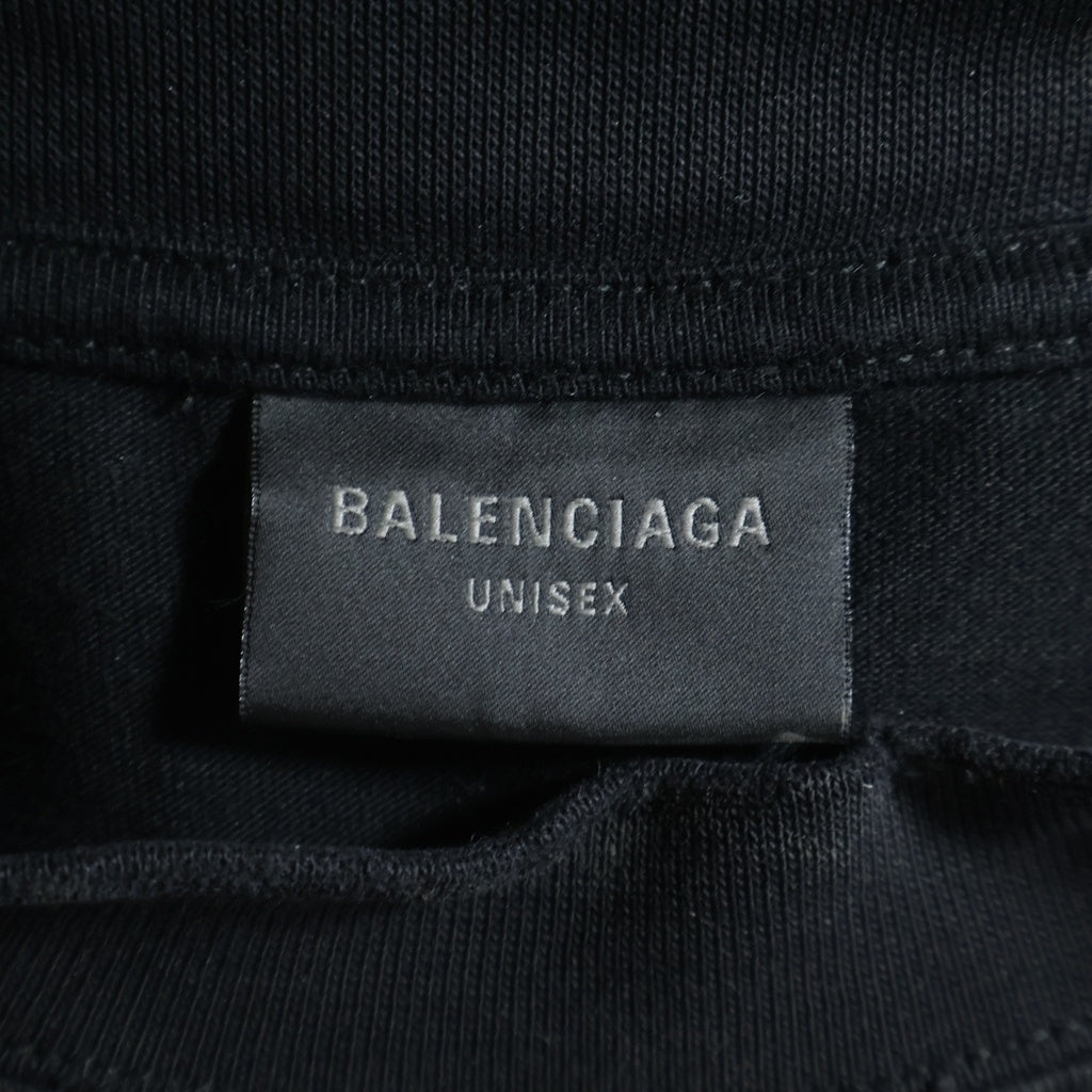 BALENCIAGA(バレンシアガ) 23SS Paris Moon Upside Down パリス ムーン アップサイド ダウン デストロイ加工 オーバーサイズ フロントロゴプリント クルーネック半袖Tシャツ 698811 T0VT3
