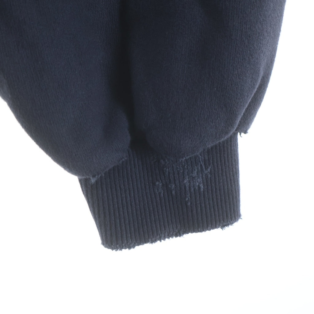 BALENCIAGA(バレンシアガ) 24AW Nail Polish Cropped Hoodie ネイルポリッシュ クロップド ダメージ加工 プルオーバーパーカー フーディ ネイビー 783397 TSV4