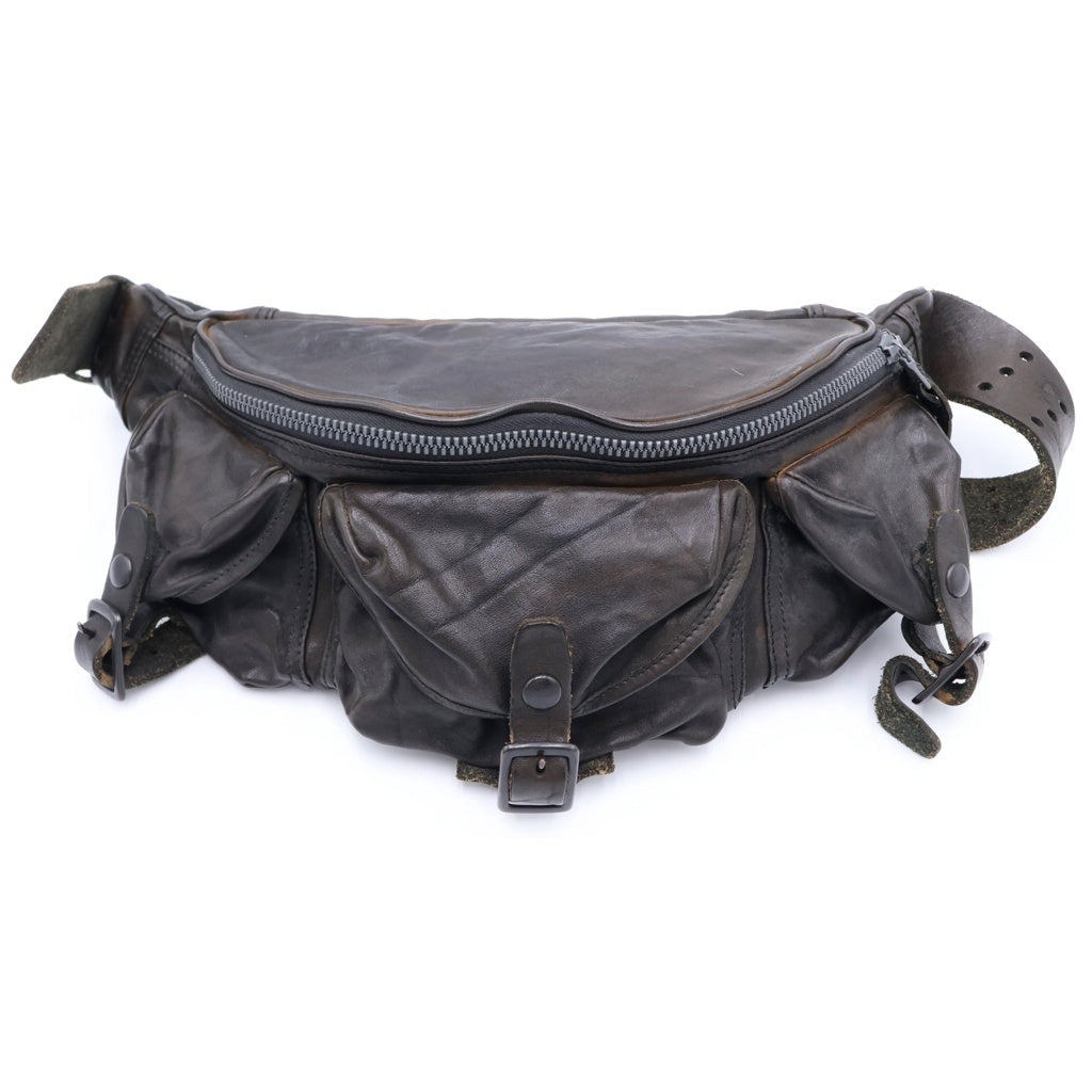 BACK LASH(バックラッシュ) DOUBLE SHOULDER GARMENT-DYED 3PIN-BELT SHOULDER BAG ダブルショルダー ガーメント 3ピン ベルト ショルダーバッグ レザー ブラック