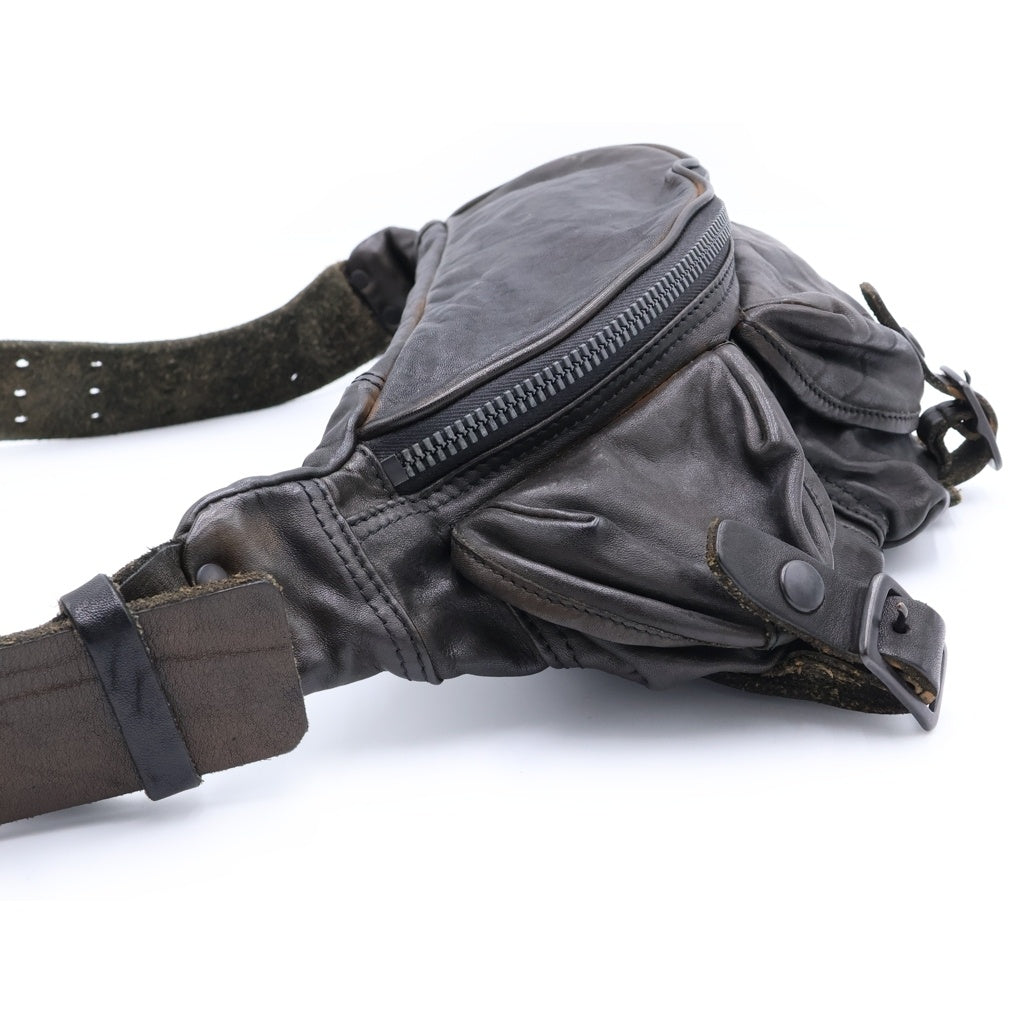 BACK LASH(バックラッシュ) DOUBLE SHOULDER GARMENT-DYED 3PIN-BELT SHOULDER BAG ダブルショルダー ガーメント 3ピン ベルト ショルダーバッグ レザー ブラック