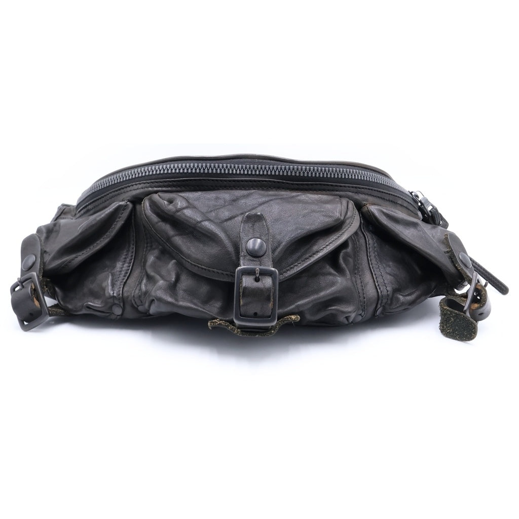 BACK LASH(バックラッシュ) DOUBLE SHOULDER GARMENT-DYED 3PIN-BELT SHOULDER BAG ダブルショルダー ガーメント 3ピン ベルト ショルダーバッグ レザー ブラック