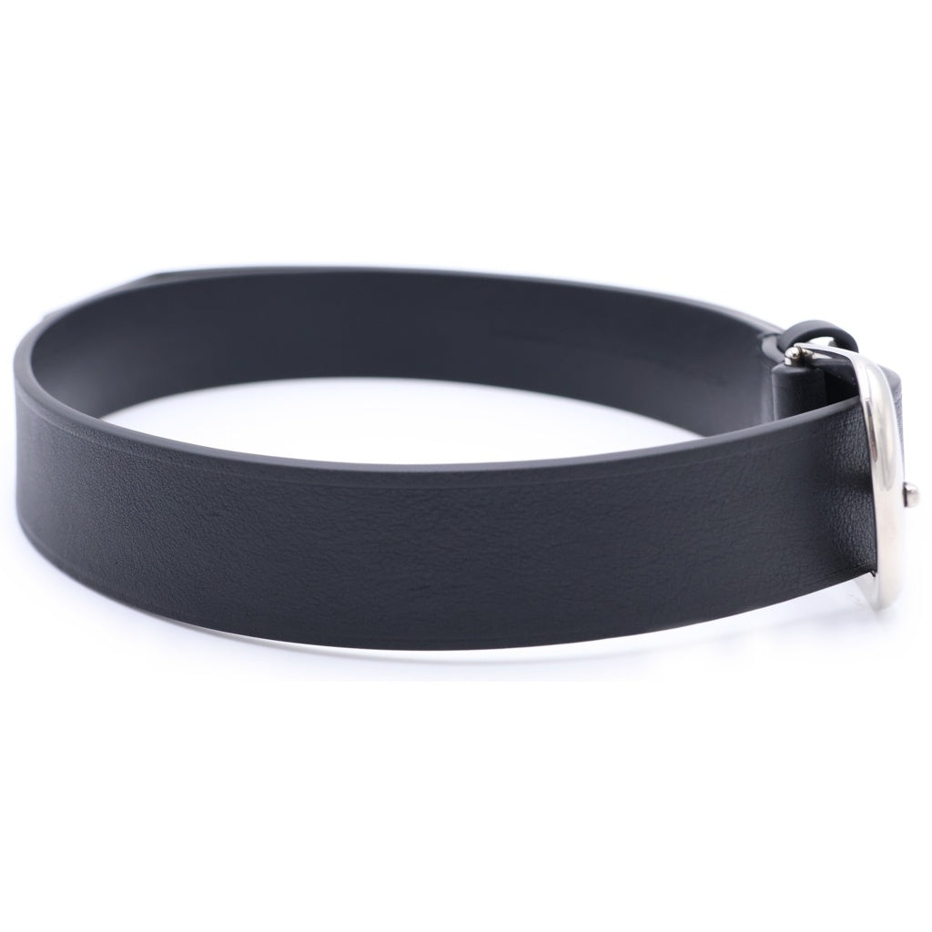 BALENCIAGA(バレンシアガ) 24AW SUIT BELT スーツベルト カーフスキン アンティーク調 レザー ベルト ロゴプレートバックル ブラック/シルバー 806067-2ABB5-1000