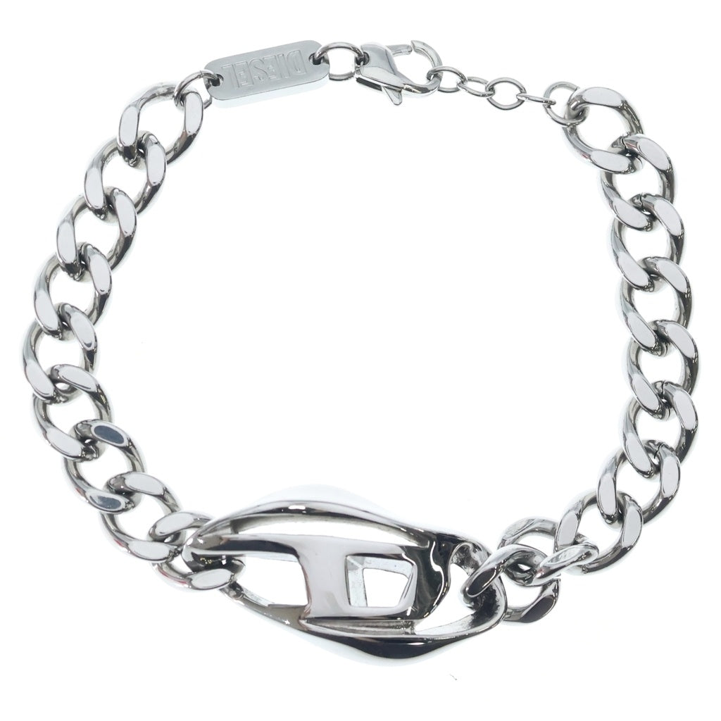 DIESEL(ディーゼル) ロゴブレスレット 喜平チェーン シルバー DX1432