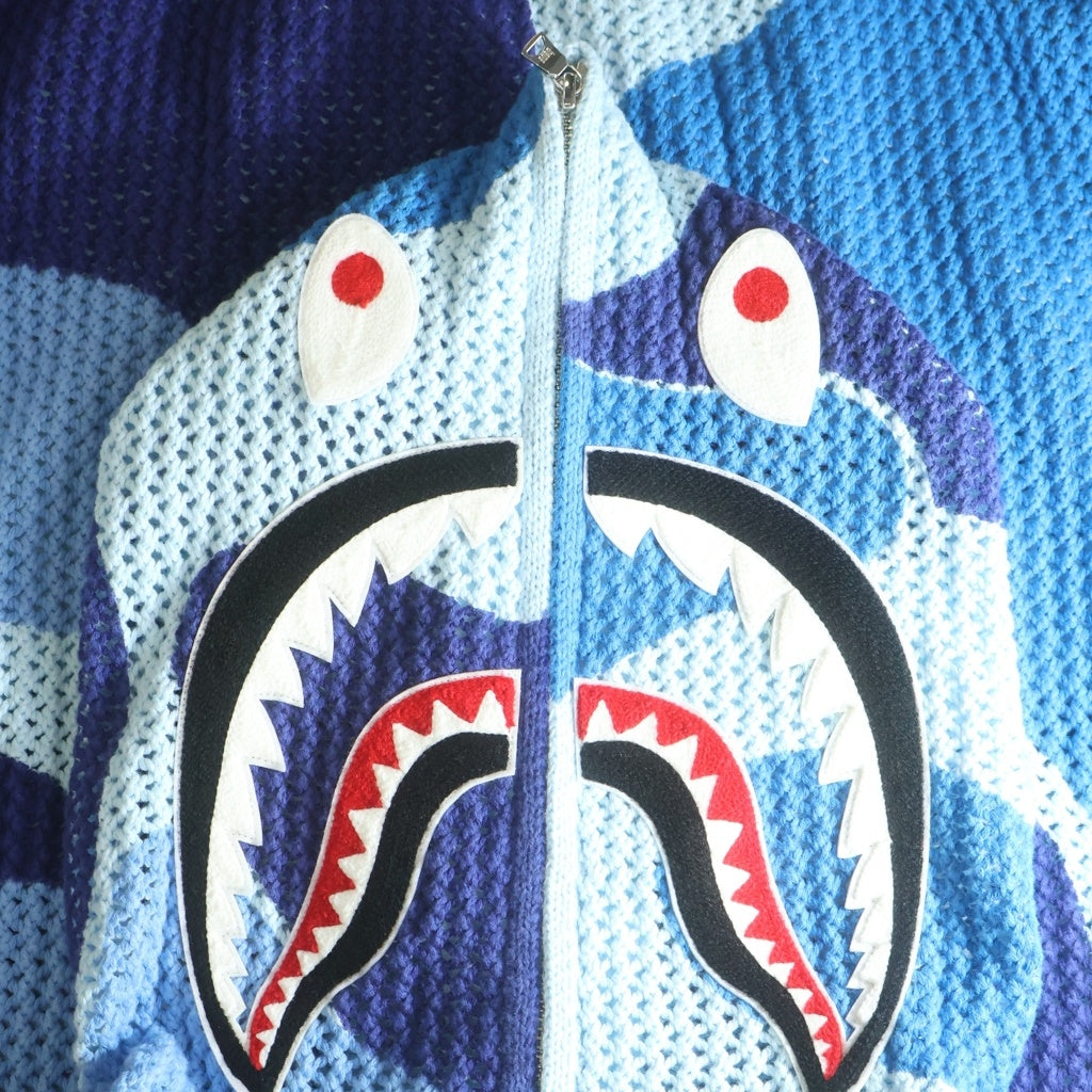 A BATHING APE(アベイシングエイプ) ABC CAMO クロシェ シャーク ワッフル フルジップフーディー ブルー 001ZPM301311M