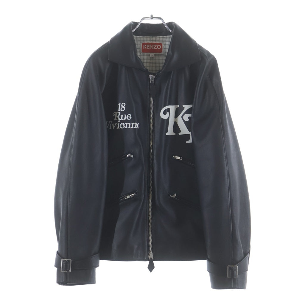 KENZO(ケンゾー) バックロゴプリント ダブルレザージャケット FE58LB1420AA