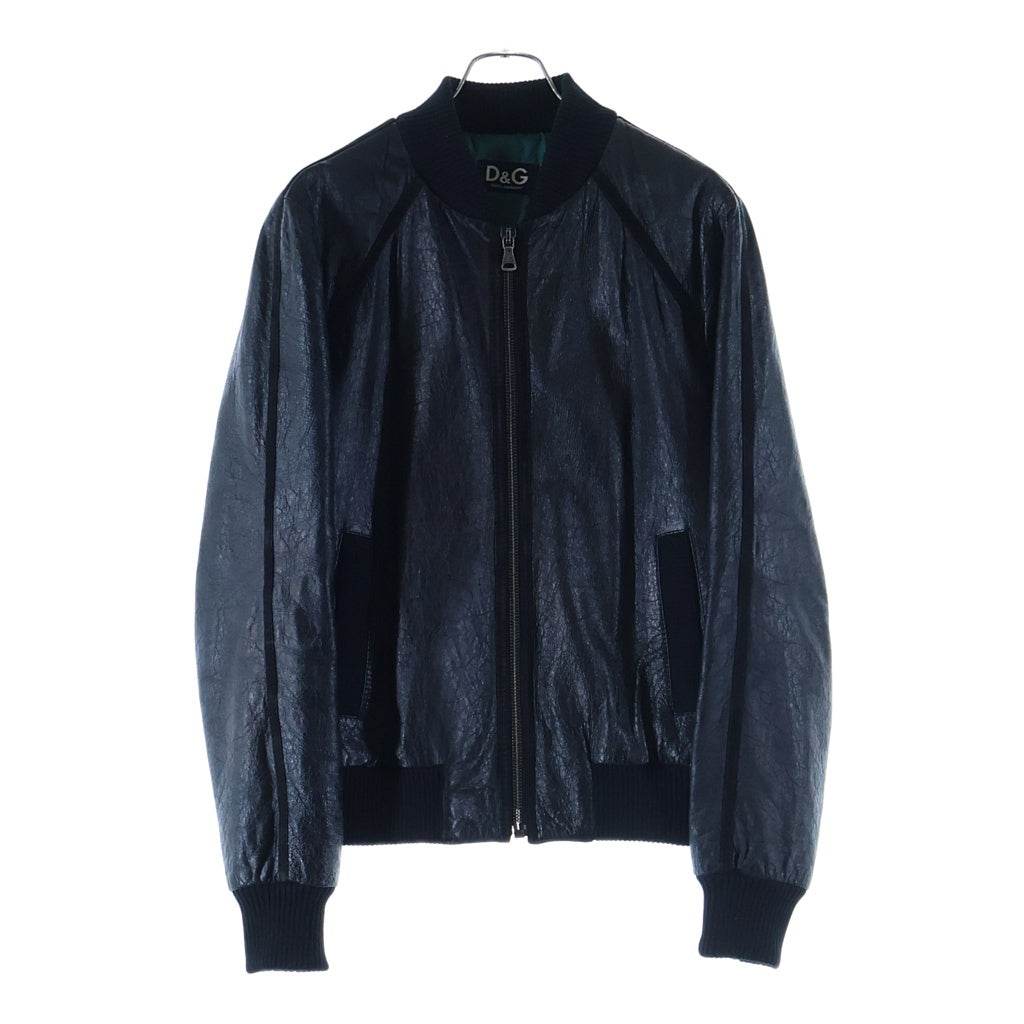 DOLCE & GABBANA(ドルチェアンドガッバーナ) レザージップアップブルゾン MA-1ジャケット ブラック
