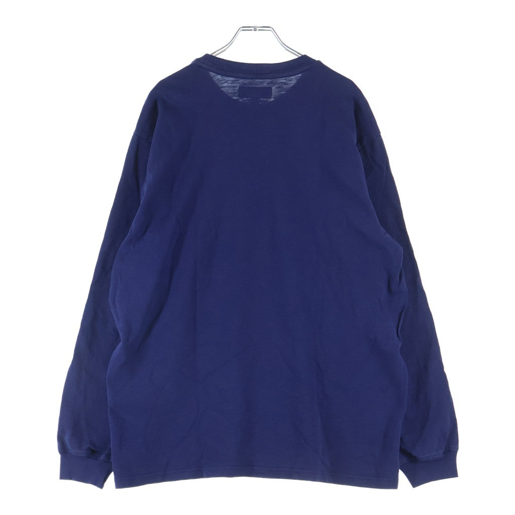 SUPREME(シュプリーム) 24AW Old English L/S Top オールド イングリッシュ ロゴ刺繍 クルーネック長袖Tシャツカットソー ロングスリーブ ロンT ネイビー